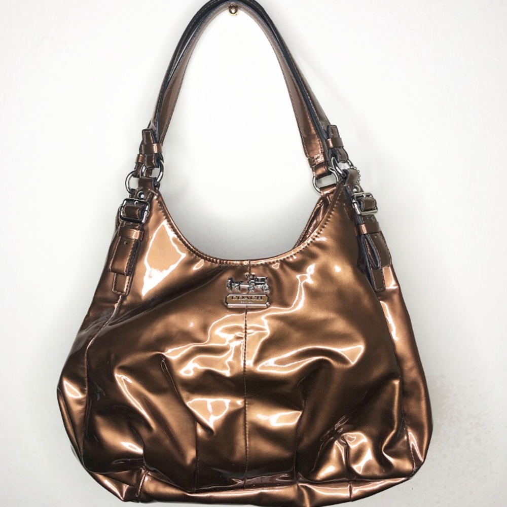 Coach Madison Maggie Bronze Patent Leather Bag